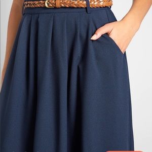 Modcloth Breathtaking Tiger Lilies Midi Skirt in Navy